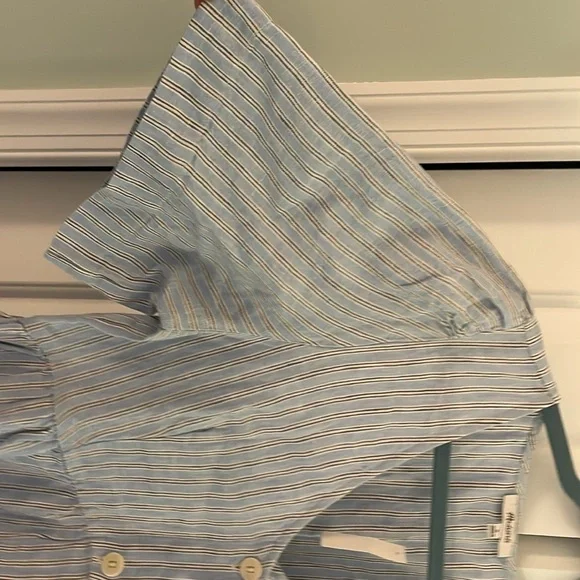 Madewell Cassie Button Front Linen Striped Midi Dress - Picture 5 of 7